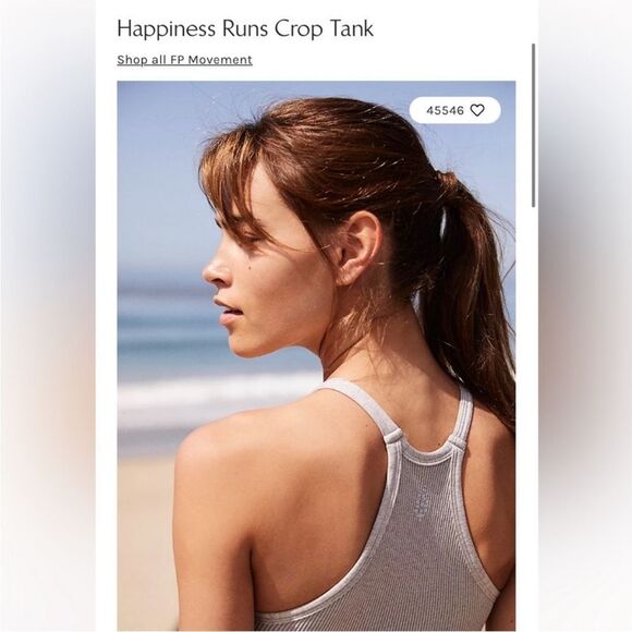 FREE PEOPLE | FP MOVEMENT Happiness Runs Gray Ribbed Crop Tank Women’s Size M/L - Picture 3 of 10